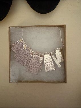 Hammered Silver Fan Panel Necklace - Women Jewelry